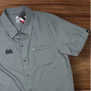Adidas Collegiate Men’s Gray Short Sleeve Button Down. MS State. Large. NWT
